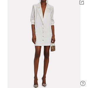 RETROFETE White Relaxed Silk Blazer Mini Dress • NEW W/ TAGS• Size: S • Ivory